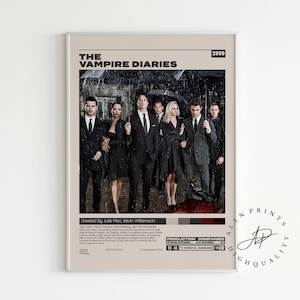 The Vampire Diaries, Julie Plec, Serie de Televisión Minimalista, Impresión de Arte Retro Vintage, Impresión de Arte de Pared, Moderno de mediados de siglo, Cartel de la Serie de Televisión