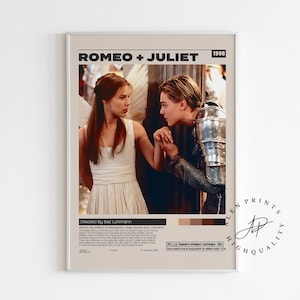 Romeo + Juliet, Baz Luhrmann, Minimalist Movie Poster, Vintage Retro Art Print, Wall Art Print, Room decor, Mid century modern,Custom Poster