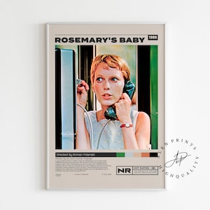 El bebé de Rosemary, Roman Polanski, póster de película minimalista, impresión de arte retro vintage, impresión de arte de pared, arte moderno de mediados de siglo, decoración de habitación, póster A3