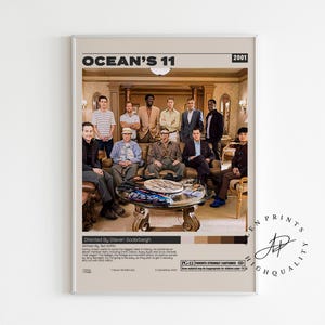 Ocean's Eleven, Steven Soderbergh, Minimalistisches Filmplakat, Vintage Retro Kunstdruck, Wandkunst, Wohnkultur, Mid century Modern