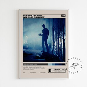Póster de Pesadilla en Elm Street, Wes Craven, póster de película minimalista, impresión de arte retro vintage, impresión de arte de pared, póster moderno de mediados de siglo, A3