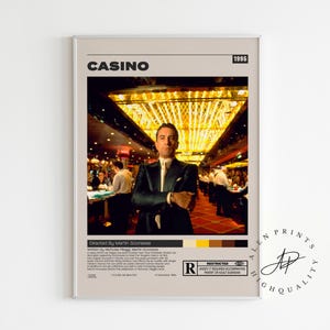 Casinofilmposter, Martin Scorsese, minimalistische filmposter, vintage retrokunstdruk, kunst aan de muur, woondecoratie, modern midden van de eeuw