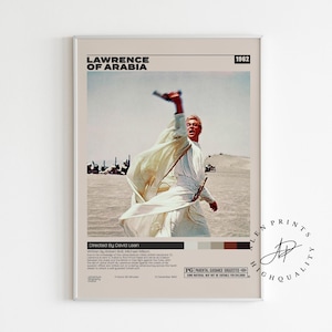Lawwrory von Arabien, David Lean, Minimalistisches Filmplakat, Vintage Retro Kunstdruck, Wand-Kunstdruck, Raumdekor, Mid century modern, A3 Plakat