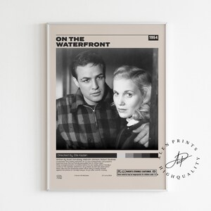 Sul lungomare, Elia Kazan, poster minimalista del film, stampa artistica retrò vintage, stampa artistica da parete, arredamento per la casa, moderno di metà secolo, arredamento per la stanza