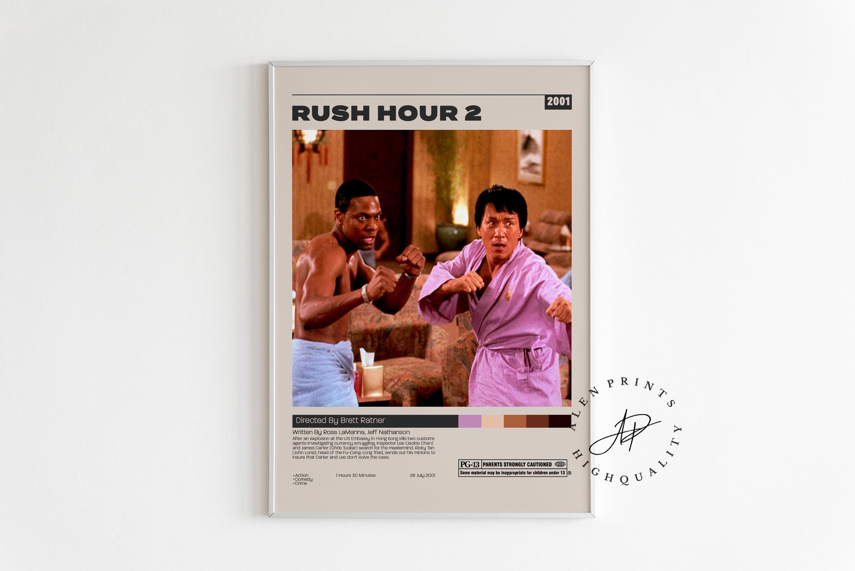 Rush Hour 2 Poster, Brett Ratner, Minimalist Movie Poster, Vintage Retro Art Print,Wall Art Print, Home decor, Mid century modern,Room Decor