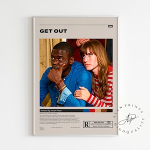 Ga weg poster, Jordan Peele, minimalistische filmposter, vintage retro kunstprint, Wall Art Print, woondecoratie, midden van de eeuw modern