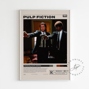 Pulp Fiction Poster, Quentin Tarantino, Minimalist Movie Poster, Vintage Retro Art Print, Wall Art Print, Room decor, Mid century modern