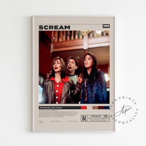 Scream Movie Poster, Wes Craven, Minimalist Movie Poster, Vintage Retro Art Print, Wall Art Print, Home decor, Mid century modern, A3 poster