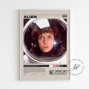 Alien Filmposter, Ridley Scott, Minimalistisches Filmplakat, Vintage Retro Kunstdruck, Wand Kunst Druck, Wohnkultur, Mid century modern, A3 Plakat