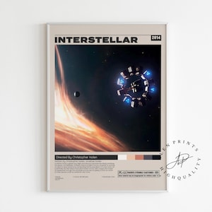 Interstellar Poster, Christopher Nolan, Minimalist Movie Poster, Vintage Retro Art Print, Wall Art Print, Home decor, Mid century modern