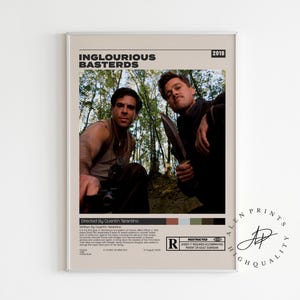 Bękarty wojny, Quentin Tarantino, Minimalistyczny plakat filmowy, Sztuka retro w stylu vintage, Sztuka ścienna, Wystrój domu, Nowoczesny styl połowy wieku