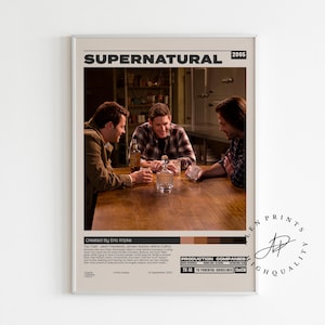 Supernatural Poster, Eric Kripke, Minimalistische Tv Serie, Vintage Retro Kunstdruck, Wand Kunst Druck, Mid century modern, Tv Serie Poster