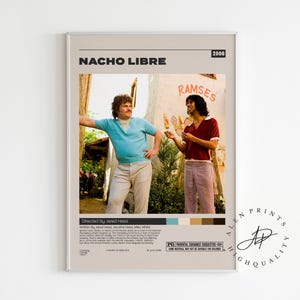 Nacho Libre Poster, Jared Hess, Minimalistisches Filmplakat, Vintage Retro Kunstdruck, Wand Kunst, Home decor, Mid century modern, Raumdeko