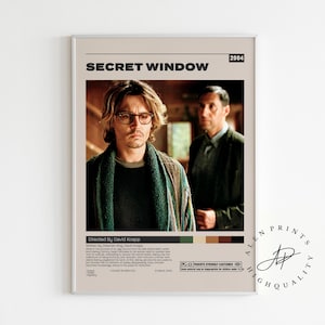 Secret Window, David Koepp, Minimalist Movie Poster, Vintage Retro Art Print, Wall Art Print, Home decor, Mid century modern,Room Decor