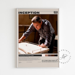 Póster de Origen, Christopher Nolan, póster minimalista de película, impresión de arte retro vintage, impresión de arte mural, decoración del hogar, estilo moderno de mediados de siglo.
