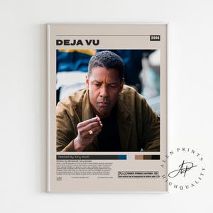 Cartaz de filme Deja Vu, Tony Scott, Cartaz de filme minimalista, Impressão de arte retrô vintage, Impressão de arte de parede, Decoração de casa, Moderno de meados do século