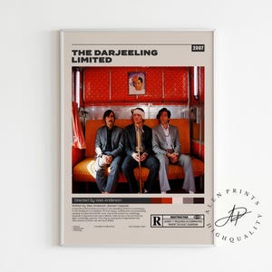 The Darjeeling Limited, Wes Anderson, Minimalist Movie Poster, Vintage Retro Art Print, Wall Art Print, Home decor, Mid century modern