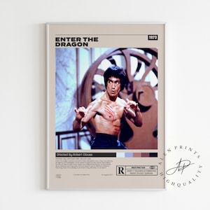 Enter the Dragon Poster, Robert Clouse, Minimalist Movie Poster, Vintage Retro Art Print, Wall Art Print, Home decor, Mid century modern