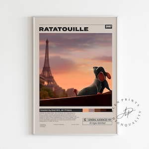 Poster Ratatouille, Brad Bird, Minimalistisches Filmplakat, Vintage Retro Kunstdruck, Wand Kunst Druck, Wohnkultur, Mid century modern, A3 Plakat