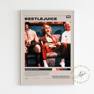 Beetlejuice Poster, Tim Burton, Minimalist Movie Poster, Vintage Retro Art Print, Wall Art Print, Home decor, Mid century modern, Room Decor