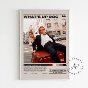 What's Up, Doc?, Peter Bogdanovich, pôster de filme minimalista, impressão de arte retrô vintage, impressão de arte de parede, decoração de casa, moderno de meados do século