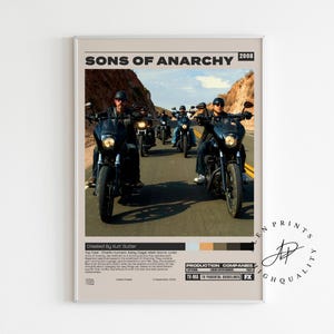 Sons of Anarchy, Kurt Sutter, Minimalist Tv Series, Vintage Retro Art Print, Mid century modern, Tv Series Poster, Tv Show Poster