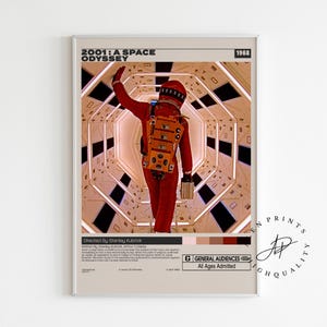 2001: A Space Odyssey, Stanley Kubrick, Minimalist Movie Poster, Vintage Retro Art Print, Wall Art Print, Home decor, Mid century modern