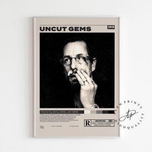 Joias Brutas, Benny Safdie, Josh Safdie, Pôster de Filme Minimalista, Impressão de Arte Retro Vintage, Impressão de Arte de Parede, Decoração de Quarto, Pôster A3, Pôster Personalizado