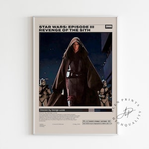 Star Wars Poster, Star Wars: Episode III - Revenge of the Sith, George Lucas, Minimalist Movie Poster,Vintage Retro Art Print,Wall Art Print