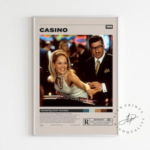 Casinofilmposter, Martin Scorsese, minimalistische filmposter, vintage retrokunstdruk, kunst aan de muur, woondecoratie, modern midden van de eeuw