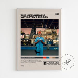 The Life Aquatic with Steve Zissou, Wes Anderson, Minimalist Movie Poster, Vintage Retro Art Print, Wall Art Print, Mid century modern