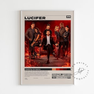 Lucifer Poster, Tom Kapinos, Minimalist Tv Series, Vintage Retro Art Print, Wall Art Print, Mid century modern, Tv Series Poster