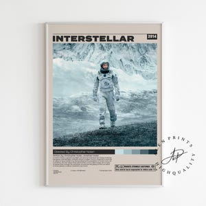 Interstellar Poster, Christopher Nolan, Minimalist Movie Poster, Vintage Retro Art Print, Wall Art Print, Home decor, Mid century modern