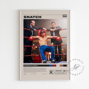 Snatch Filmposter, Guy Ritchie, Minimalistisches Filmplakat, Vintage Retro Kunstdruck, Wandkunst, Raumdekor, Mid century Modern