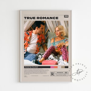 True Romance Movie Poster, Tony Scott, Minimalist Movie Poster, Vintage Retro Art Print, Wall Art Print, Home decor,Mid century modern