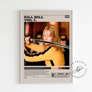 Kill Bill: Vol. 1, Quentin Tarantino, Minimalist Movie Poster, Vintage Retro Art Print, Wall Art Print, Home decor, Mid century modern