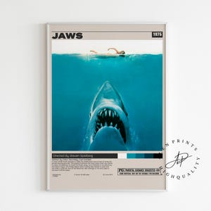 Jaws Movie Poster, Steven Spielberg, Minimalist Movie Poster, Vintage Retro Art Print, Wall Art Print, Room decor, Mid century modern