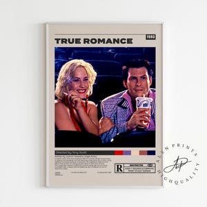 True Romance Movie Poster, Tony Scott, Minimalist Movie Poster, Vintage Retro Art Print, Wall Art Print, Home decor,Mid century modern