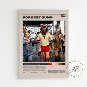 Forrest Gump Poster, Robert Zemeckis, Minimalistisches Filmplakat, Vintage Retro Kunstdruck, Wandkunst, Wohnkultur, Mid century Modern