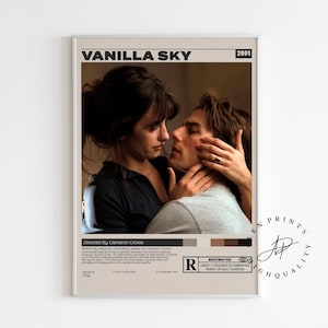 Vanilla Sky Poster, Cameron Crowe, Minimalistisches Filmplakat, Vintage Retro Kunstdruck, Wanddekoration, Mid century modern