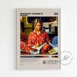 Bridget Jones&#39;s Diary, Sharon Maguire, Minimalist Movie Poster, Vintage Retro Art Print, Wall Art Print, Home decor, Mid century modern