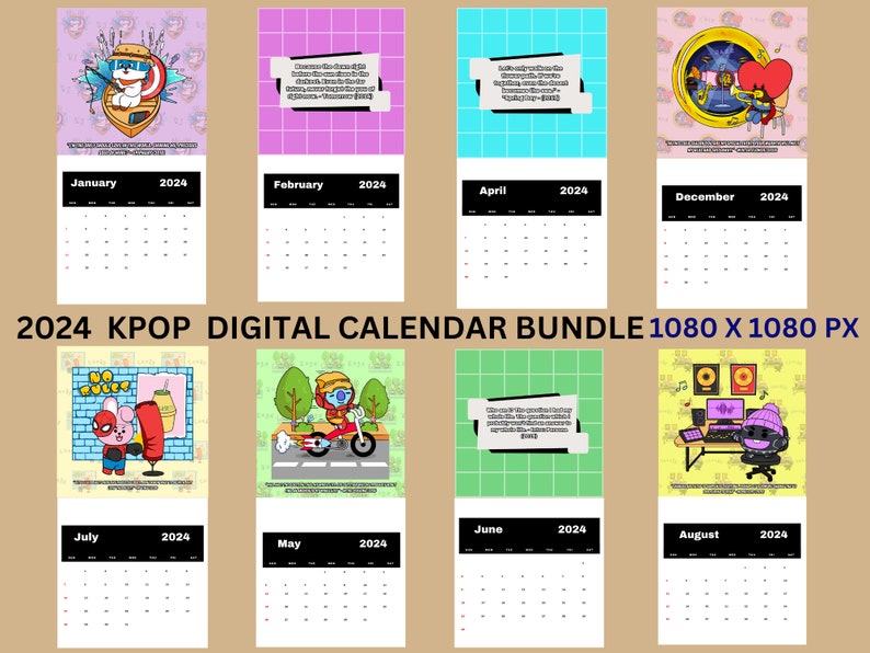 2024 Kpop Art Calendar Vibrant Illustrations of Your Favorite Stars