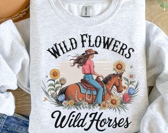 Wildflowers Wild Horses PNG, Western PNG, Country Music PNG, trendy png, Wild Png, Western Horses, Horses Png Clipart, Cowgirl Western Png.