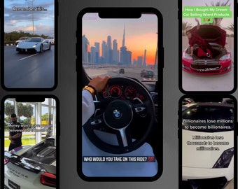 Oltre 2500 video di auto di lusso, reel di auto di lusso, reel di Instagram, reel senza volto, modelli video di TikTok, video di auto ricchi di contenuti su YouTube, download istantaneo