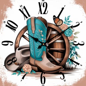 Digital Clock PNG, Sublimation Design, Printable Wall Clock, Sublimation Clock png , Clock Template, Clock Design Sublimation PNG, Western.