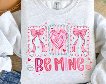 Be Mine Png, Valentine's Day Png, Coquette Bow Png, Preppy Heart Shirt, Brushstroke Love Png, Galentine Sublimation, Digital Download.
