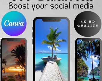 300+ gezichtsloze esthetische rollenbundel op het strand, luxe video's, Instagram-rollen, gezichtsloze digitale marketingvideo's.