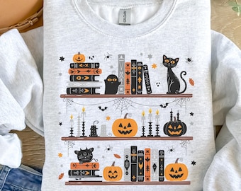Cozy Halloween Bookshelf Png, Ghost Bookish, reader Book Club, Fall Autumn,Trendy Reading, Sublimation Design, Shirt Digital Download, DTF