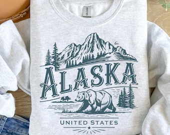 Alaska PNG svg Alaska State SVG, Sublimation Design, alaska cruise png Mountains and Trees sweatshirt Design Alaskan Bear Wilderness PNG.