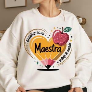 Professora de espanhol, lápis arco-íris, PNG, ensino, amor, inspiração, PNG, agradecimento, professora, PNG, lantejoulas artificiais, professora, PNG brilhante, sublimação Maestra.